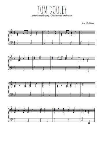 Téléchargez l'arrangement pour piano de la partition de Tom Dooley en PDF